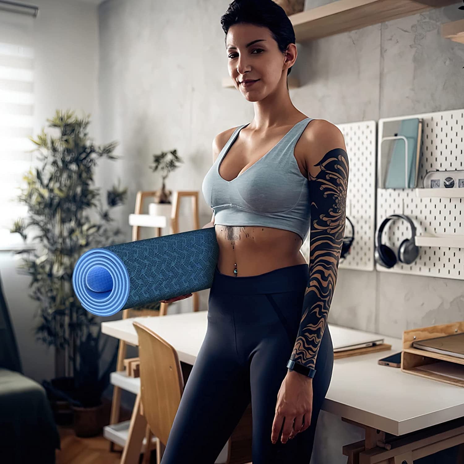 Premium 72 x 24 Inch TPE Yoga Mat - 8mm Non-Slip Extra Thick High-Density Eco-Friendly Exercise Mat for Yoga and Pilates, Suitable for All Users