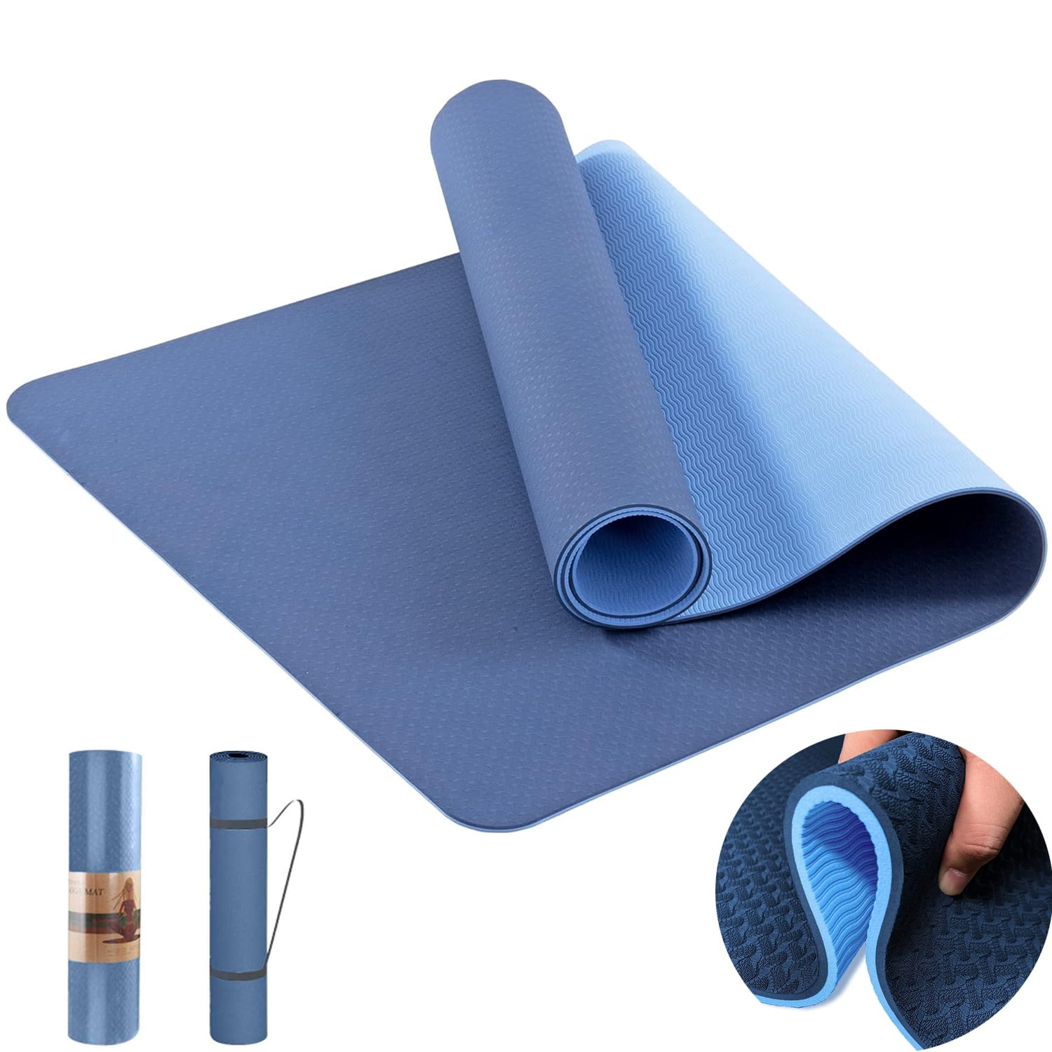 Premium 72 x 24 Inch TPE Yoga Mat - 8mm Non-Slip Extra Thick High-Density Eco-Friendly Exercise Mat for Yoga and Pilates, Suitable for All Users