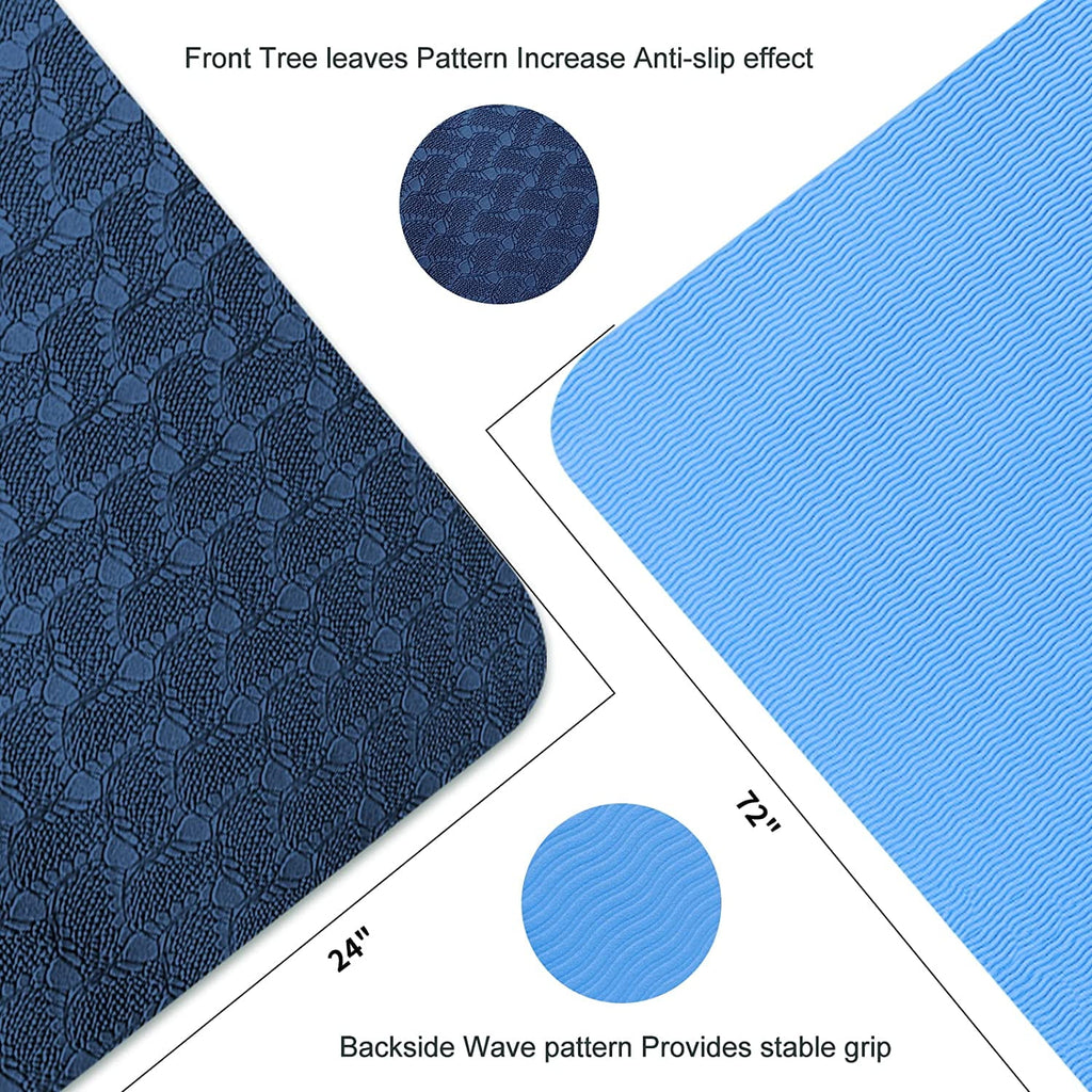 Premium 72 x 24 Inch TPE Yoga Mat - 8mm Non-Slip Extra Thick High-Density Eco-Friendly Exercise Mat for Yoga and Pilates, Suitable for All Users