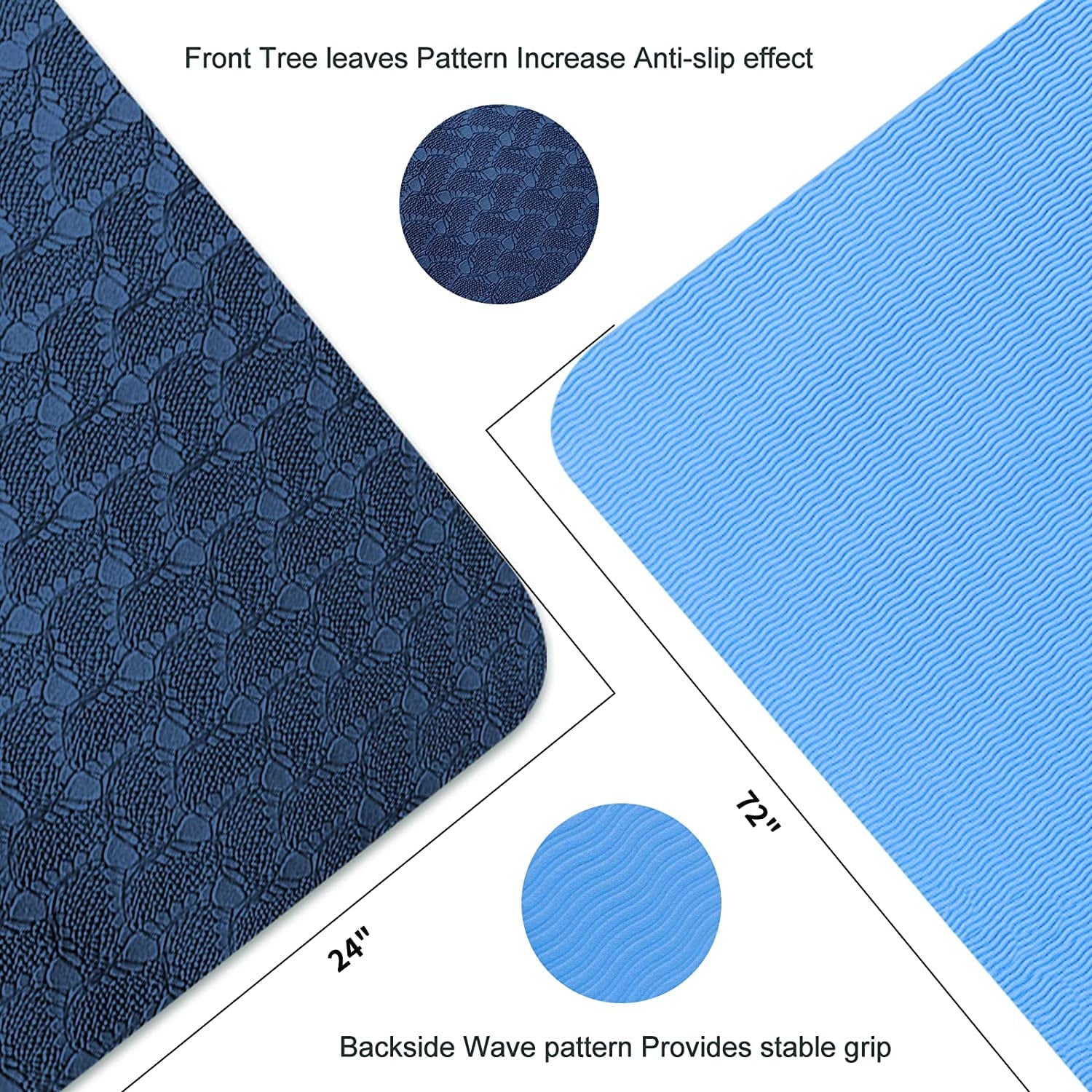 Premium 72 x 24 Inch TPE Yoga Mat - 8mm Non-Slip Extra Thick High-Density Eco-Friendly Exercise Mat for Yoga and Pilates, Suitable for All Users